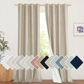 NICETOWN Taupe 100% Blackout Linen Curtains 102 inch Long Burg, Farmhouse Thick Completely Blackout Window Treatment Panels Thermal Insulated Drapes for Living Room (1 Pair, 52" Width Each Panel)