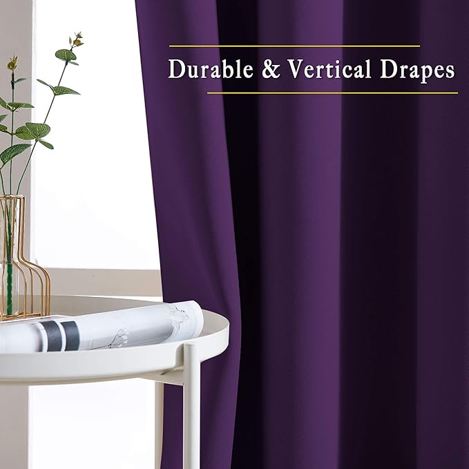 NICETOWN Blackout Curtains Drapery Panels - Window Treatment Royal Purple Blackout Curtains/Panels for Bedroom/Living Room Window, 84 inches Long, 2 Panel Set