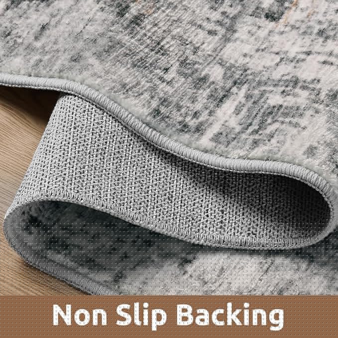 9 x 12 Area Rugs for Living Room, Machine Washable Non Slip Rug Ultra Soft Low Pile Indoor Carpet Modern Abstract Rugs for Bedroom Office Room Dining Room Beside, Grey