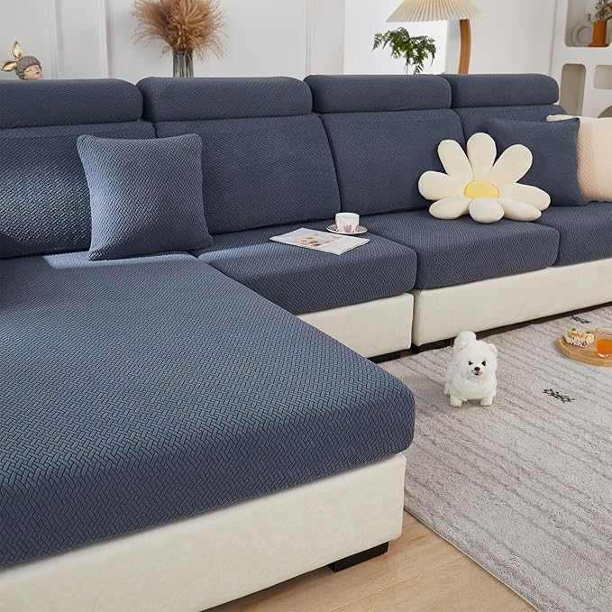 Sofa Covers Couch Covers for Sofa Pet Friendly Couch Cushion Covers Universal Sofa Covers Washable Stretch Slipcovers for Sectional Sofa (Texture Metal Gray,Large Single Seat Cover)