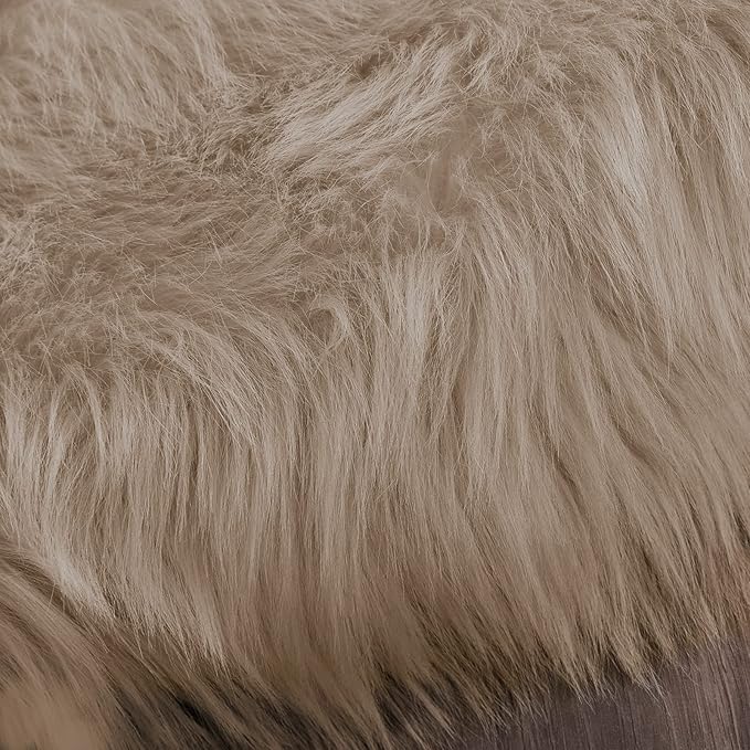 Latepis Light Brown Beige 5X6.7 Faux Fur Rug Fluffy Fuzzy Throw Rugs Washable Shag Plush Rugs for Living Room Bedroom Rug for Dorm Rectangle