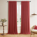 Guken Red 100% Blackout Linen Curtains 84 Inch Length 2 Panels Set for Living Room Bedroom Back Tab/Rod Pocket Thermal Insulated Black Out Drapes Room Darkening Window Curtains 84 Inches Long