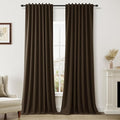 Guken 100% Blackout Curtains 96 Inch Length 2 Panels Set for Living Room Bedroom Back Tab Thermal Insulated Black Out Linen Drapes Room Darkening Chocolate,52x96
