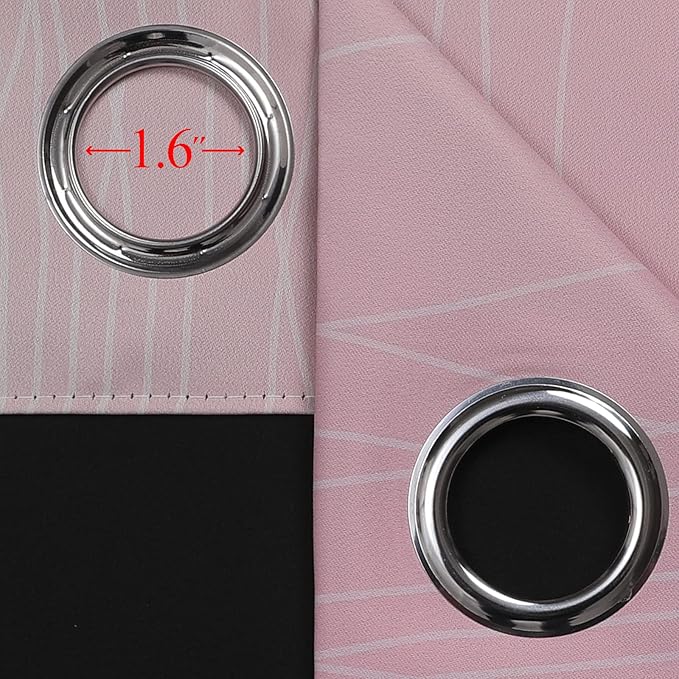 Estelar Textiler Pink and Sage Green Blackout Curtains & Drapes for Bedroom, Thermal Insulated Ombre Blackout Drapes, Room Darkening Energy Saving Curtains for Living Room, 42Wx63L, 2 Panels