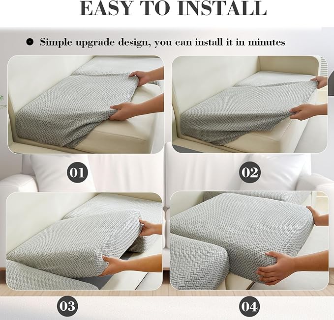 Sofa Covers Couch Covers for Sofa Pet Friendly Couch Cushion Covers Universal Sofa Covers Washable Stretch Slipcovers for Sectional Sofa (Texture Light Gray,Large Single Seat Cover)