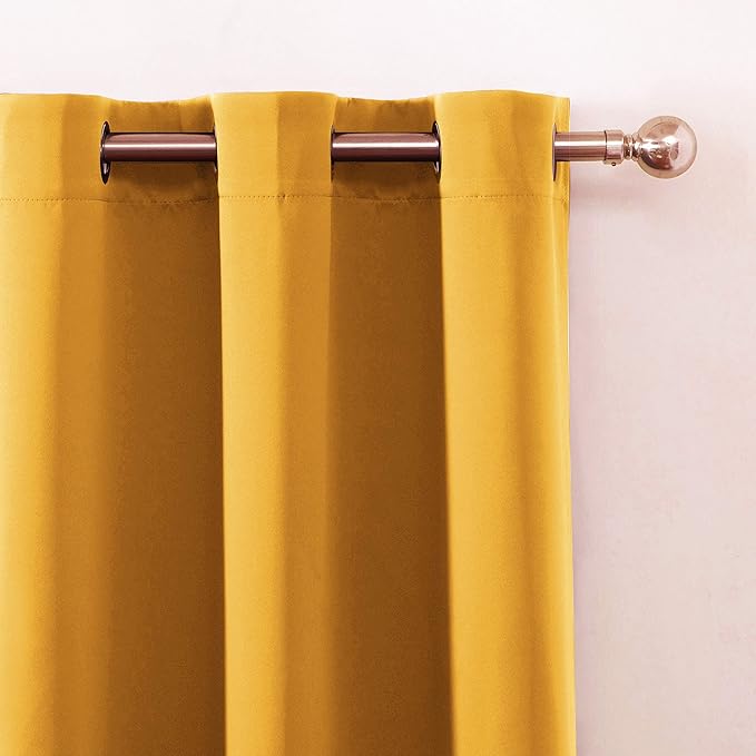 LEMOMO Yellow Blackout Curtains/52 x 108 Inch/Set of 2 Panels Thermal Insulated Room Darkening Curtains for Bedroom