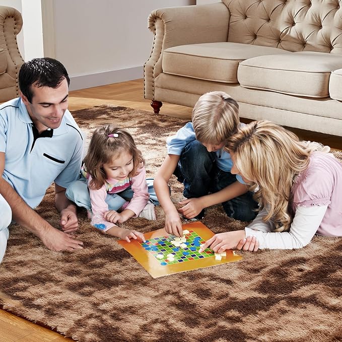 6x9 Area Rugs for Living Room, Ultra Soft Shaggy Rugs Carpets, Anti-Skid Soft Fluffy Shag Fur Bedroom Rugs for Kids Boys Girls Dorm Nursery Home Decor Aesthetic, Tie-Dyed Brown