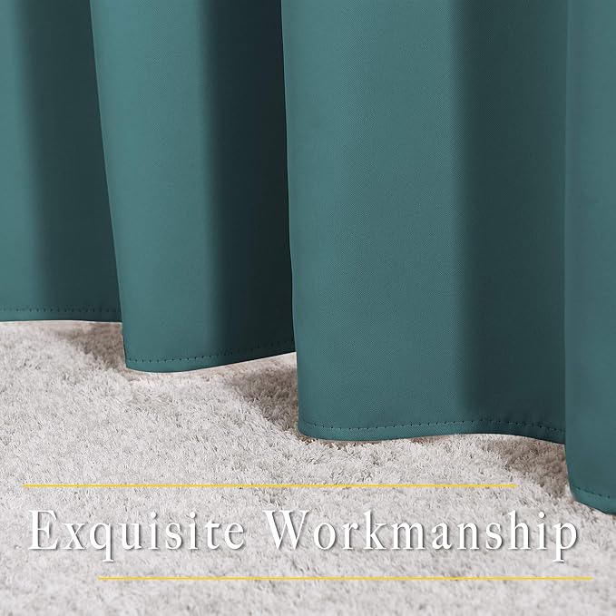 NICETOWN Blackout Sea Teal Curtains for Sliding Glass Door, Grommet Window Treatment Thermal Curtains Room Dividers for Living Room/Bedroom, 2 Panels, W66 x L102