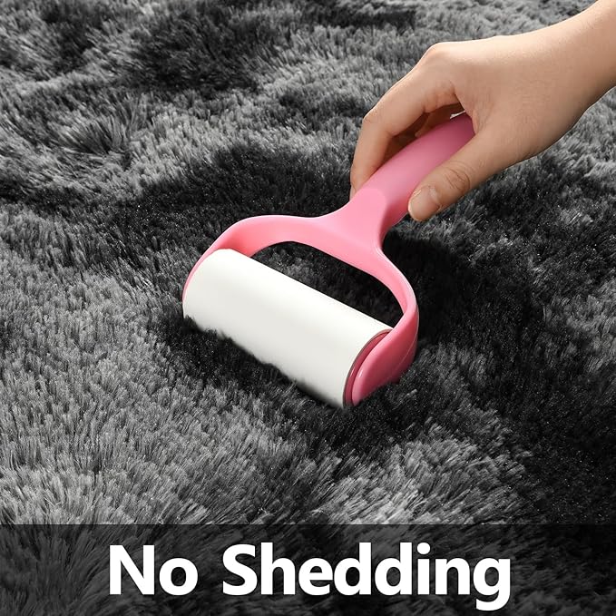 Deerhoo Large Shag Area Rugs 10 x 14, Tie-Dyed Plush Fuzzy Rugs for Living Room, Ultra Soft Fluffy Furry Rug for Bedroom, Anti-Skid Indoor Carpet Nursery Rugs for Kids Room Home Decor, Dark Grey