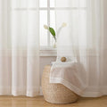 Simplebrand Natural Linen Textured Sheer Curtains 72 inches Long 2 Panels, Rod Pocket Solid Color Window Sheer Curtain Panels, Elegant Curtains & Drapes for Living Room, Bedroom (40" W x 72" L)