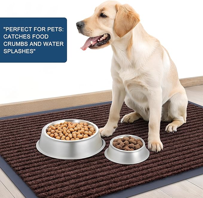 OLANLY Front Door Mat Indoor Outdoor Entrance, Waterproof Heavy Duty Doormat, Fade Resistant, Low Profile, Easy Clean Patio Porch Welcome Floor Mats for Entry, 47x30, Brown