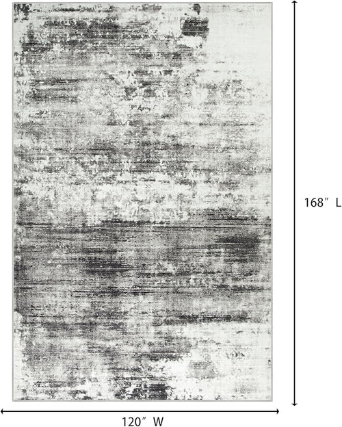 10x14 Area Rugs Washable Rug: Modern Abstract Living Room Rug Soft Anti-Skid Thin Carpet Indoor Floor Non-Shedding Carpets for Bedroom Dining Room Farmhouse Nursery Home Office Black Grey
