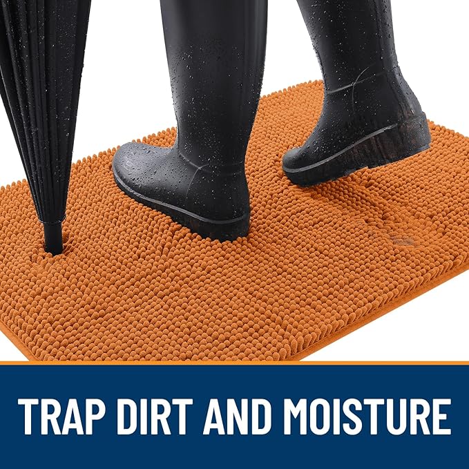 OLANLY Dog Door Mat for Muddy Paws 48x30, Absorbs Moisture and Dirt, Absorbent Non-Slip Washable Doormat, Quick Dry Chenille Mud Mat for Dogs, Entry Indoor Entryway Carpet for Inside Floor, Clay