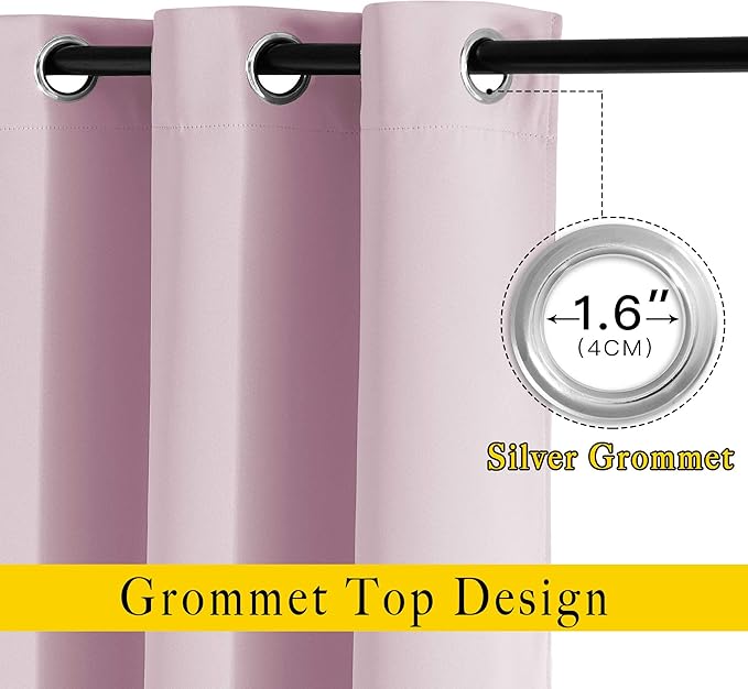 NICETOWN Room Darkening Drapes for Nursery - (52 inches Width by 120 inches Length, Lavender Pink, 1 Pair) Light Blocking Curtain Panels for Bedroom Girl Room, Soft Fabric Window Treatment