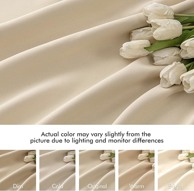 MIULEE Cream Beige Back Tab Light Blocking Curtains 98 Inch Length 2 Panels Set for Living Room Bedroom Privacy, Rod Pocket/Pinch Pleat Thermal Insulated Room Darkening Pleated Blackout Drapes