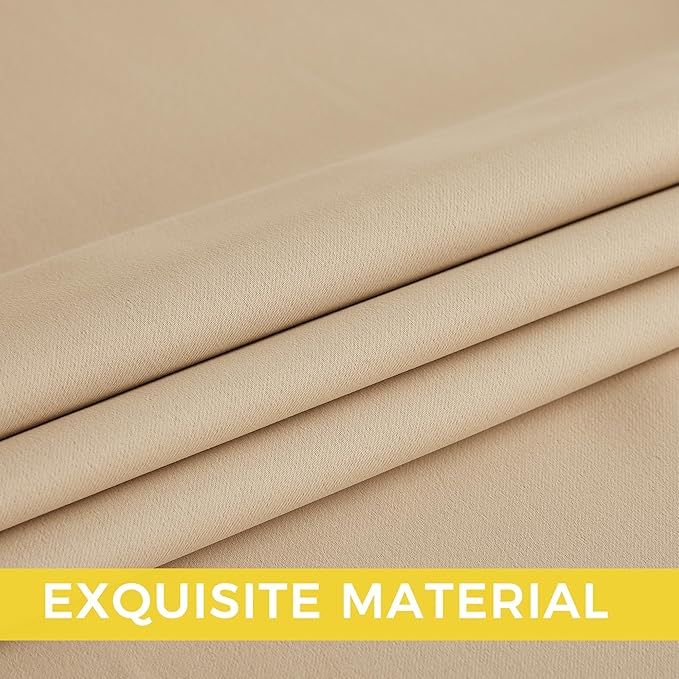 NICETOWN Room Darkening Draperies Curtains Panels, 2 Panels Biscotti Beige W52 x L84