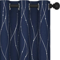 Deconovo Blackout Curtains, Thermal Insulated Noise‑Reducing Grommet Drapes, Wave Line Dot Foil Print, 38 x 54 Inch Long, 2 Panels, Machine‑Washable Window Curtains for Bedroom Living Room Kitchen