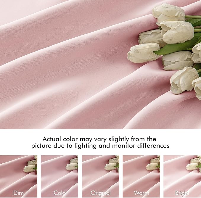 MIULEE Baby Pink Back Tab Blackout Curtains 84 Inch Length 2 Panels Set for Living Room Bedroom Privacy, Rod Pocket/Pinch Pleated Thermal Insulated Room Darkening Light Blocking Drapes, W72xL84