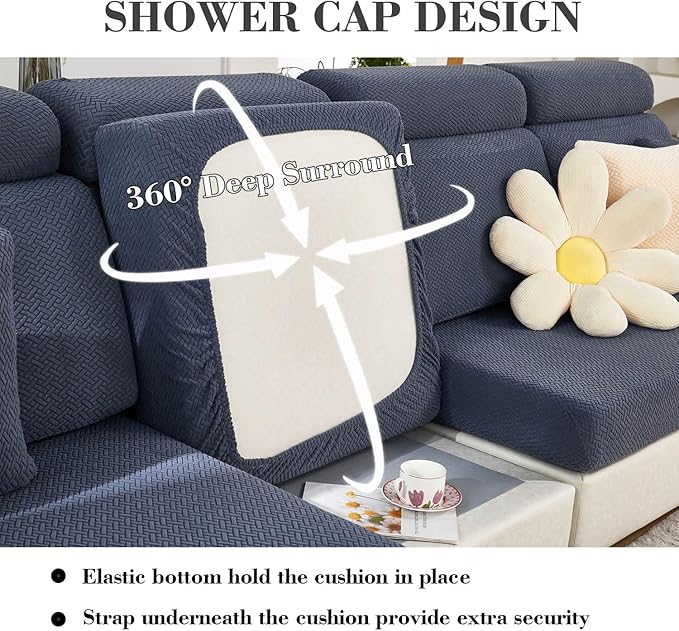 Couch Covers for 3 Cushion Sofa Pet Friendly Couch Cushion Covers Universal Sofa Covers Washable Stretch Slipcovers for Sectional Sofa (Texture Metal Gray,Large Triple Seat Cover)