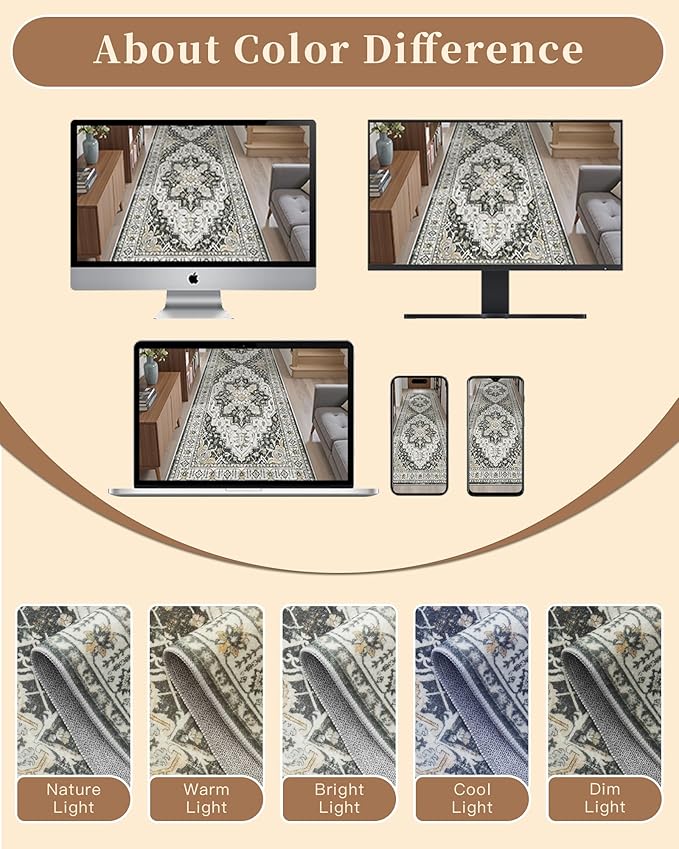 Madane Area Rug 4x6 Washable Rugs: Vintage Living Room Rug Soft Low Pile Non Slip Area Rugs Distressed Indoor Floor Carpet for Bedroom Kitchen Dining Room Home Decor, Black