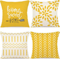 YCOLL Pillow Covers 16x16 Set of 4, Modern Sofa Throw Pillow Cover, Decorative Outdoor Linen Pillow Covers Set of 4 for Couch Sofa Bed and Car, Yellow