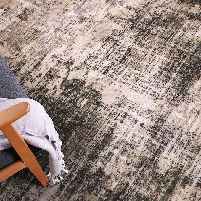 IOHOUZE Round Area Rug 3 Ft Circle Entryway Rugs Round Washable Door Mat Indoor Entrance, Non Slip Circle Front Door Rug, Printed Abstract Faux Wool Floor Carpet for Foyer Porch Sink, Brown/Rust