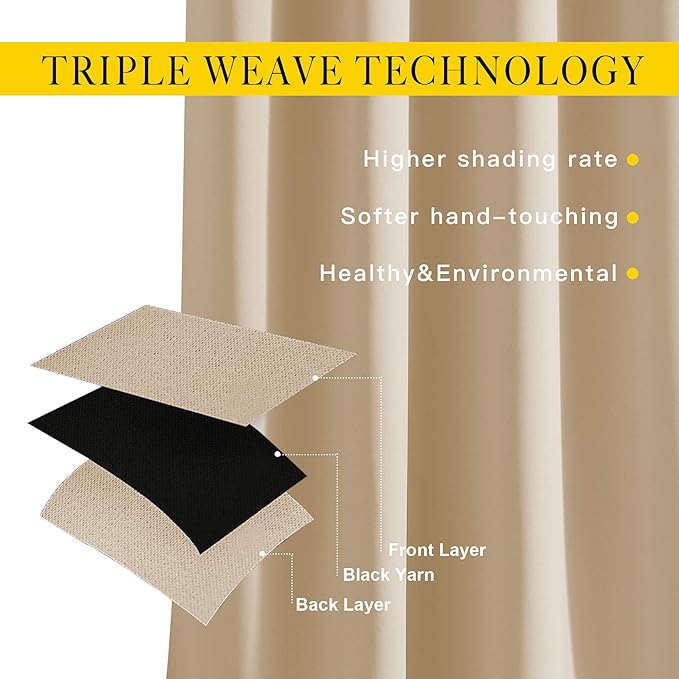 NICETOWN Blackout Draperies Curtains Panels - Window Treatment Thermal Insulated Solid Grommet Blackout Curtains/Panels/Drapes for Bedroom (Biscotti Beige, Set of 2, 46 by 90 Inch)