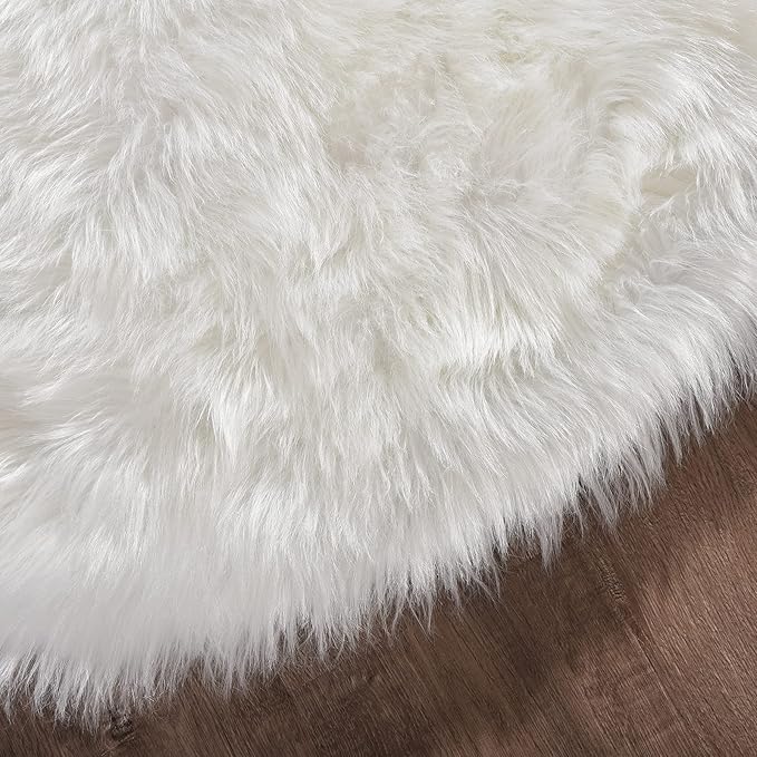 Goolela White Sheepskin Area Rug 5x8 Fluffy Faux Fur Fuzzy Furry Carpet for Bedroom Living Room Shaggy Plush Washable Rectangle