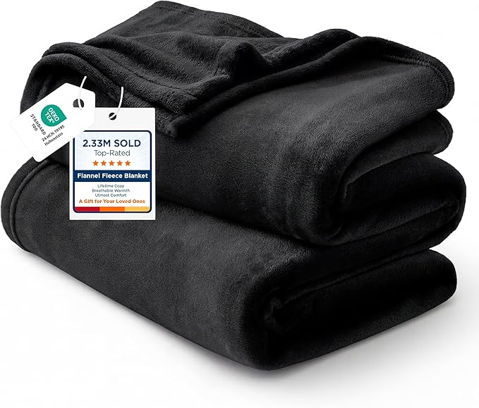 Bedsure GentleSoft Fleece Bed Blankets Large Size Black - Soft Lightweight Fuzzy Cozy Luxury Oversized King Blanket Microfiber, Room Home Decor Gifts for Women and Men, 120x120 inches