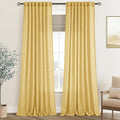 Gold Curtains for Living Room Back Tab Modern Farmhouse Semi Sheer Curtains 102 inches Long 2 Panels Set Muted Neutral Window Curtain for Dining Room Bedroom 52x102