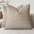 Foindtower Set of 2 Decorative Neutral Floral Print Throw Pillow Covers Vintage Accent Farmhouse Cushion Covers Boho Home Decor for Sofa Couch Chair Bedroom Living Room,20×20 Inch,Tan Taupe