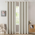 MIULEE Linen Texture 90 Inches Curtains for Bedroom Light Cream 100% Blackout Thermal Insulated Linen Curtains Grommet Room Darkening Drapes for Living Room Nursery 52x90 Inch (2 Panels)