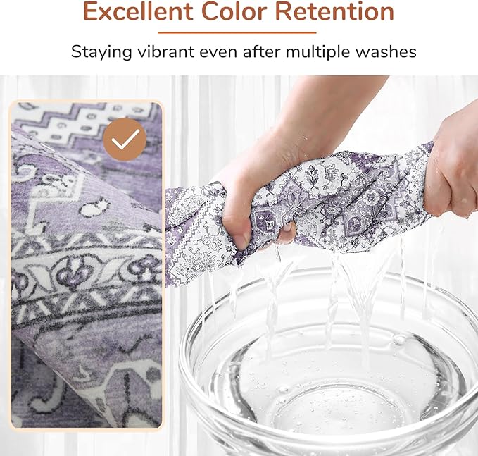 OPPODREAM Soft Area Rugs 3x5, Washable Rugs with Non Slip Backing, Low-Pile Throw 3x5 Carpet, Faux Cashmere 3 x 5 Carpet, Purple