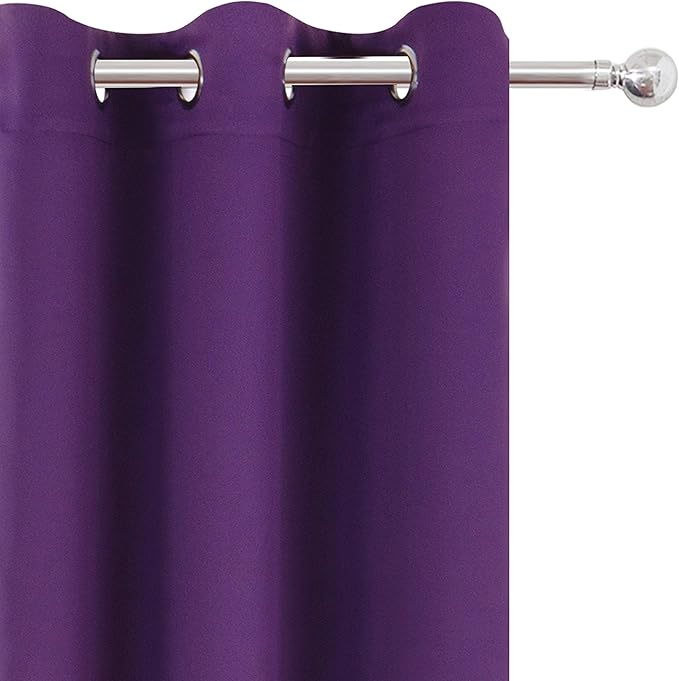 LEMOMO Purple Thermal Blackout Curtains/38 x 63 Inch/Set of 2 Panels Room Darkening Curtains for Bedroom