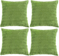 Fancy Homi 4 Packs Boho Lime Green Decorative Throw Pillow Covers 16x16 Inch for Couch Bed Sofa, Rustic Modern Farmhouse Home Decor, Soft Plush Corduroy Cute Square Cushion Case 40x40 cm