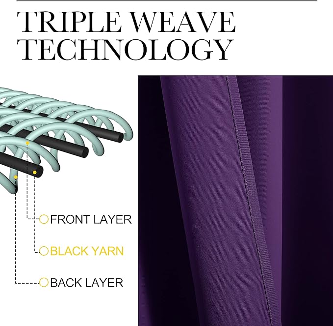 NICETOWN Royal Purple Blackout Curtains 78 inches Length for Bedroom, 2 Panels, 42" Wide, Thermal Insulated Decoration Drapes for Office Window