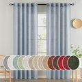 MIULEE Chambray Blue Linen Curtains 90 Inch Long 2 Panels for Bedroom Living Room, Soft Linen Textured Window Drapes Semi Sheer Light Filtering Back Tab Rod Pocket Farmhouse Modern Burlap Look Decor