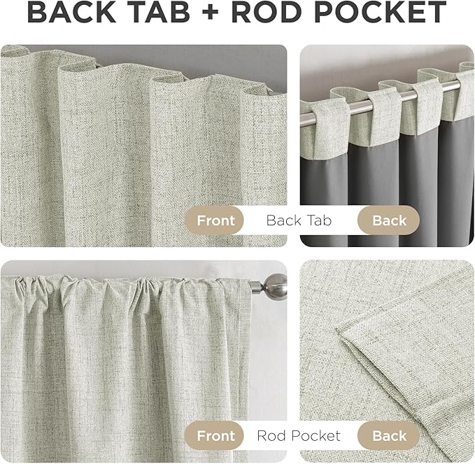 Joydeco Blackout Curtains for Bedroom - 100% Light Blocking 2 Panels Light Beige Drapes 42"W x 90"L, Thermal Insulated Room Darkening Curtains, Linen Textured for Living Room, Rod Pocket & Back Tabs