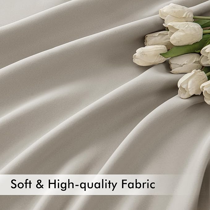 MIULEE Natural Back Tab Blackout Curtains 63 Inch Length 2 Panels Set for Living Room Bedroom Privacy, Rod Pocket/Pinch Pleat Thermal Insulated Room Darkening Pleated Light Blocking Drapes