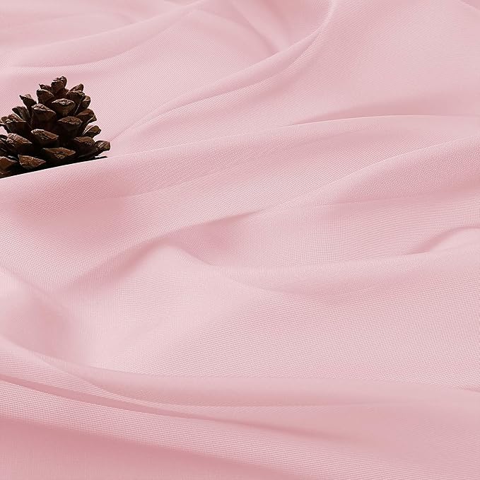 OVZME Blush Pink Sheer Curtains 84 Inches Long 2 Panels Set, Light Filtering Sheer Curtains for Living Room Bedroom 59 Inch Extra Wide, Modern Voile Filmy Rod Pocket Window Drapes, 59Wx84L Inches