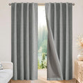 Joydeco Blackout Curtains for Bedroom - 100% Light Blocking 2 Panels Light Grey Drapes 37"W x 108"L, Thermal Insulated Room Darkening Curtains, Linen Textured for Living Room, Rod Pocket & Back Tabs