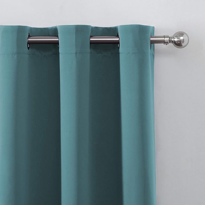 LEMOMO Blackout Curtains 66 x 84 inch/Sea Teal Curtains Set of 2 Panels/Thermal Insulated Room Darkening Bedroom Curtains