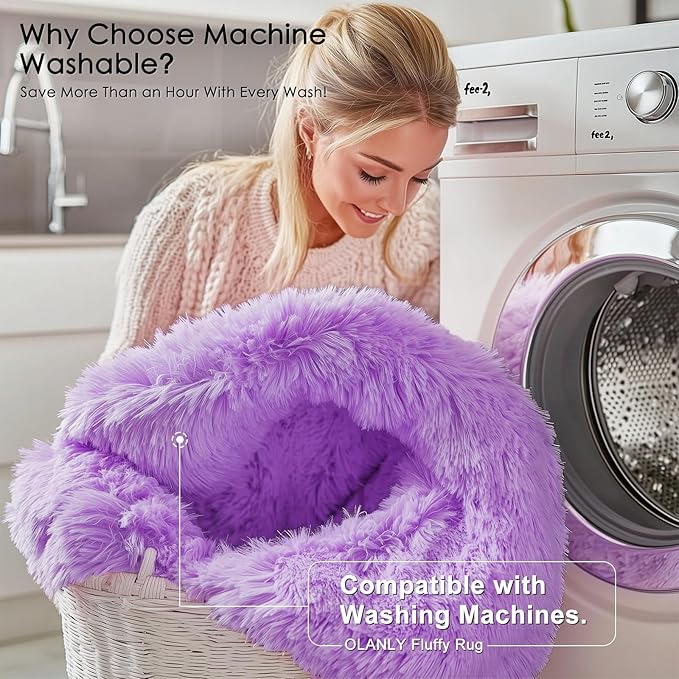 OLANLY 2x8 Machine Washable Runner Rugs for Hallway, Soft Fluffy Shaggy Bedside Rugs for Bedroom, Living Room, Indoor Floor Carpet for Kids Girls and Boys, Nursery Rooms, Home Decor Aesthetic, Purple