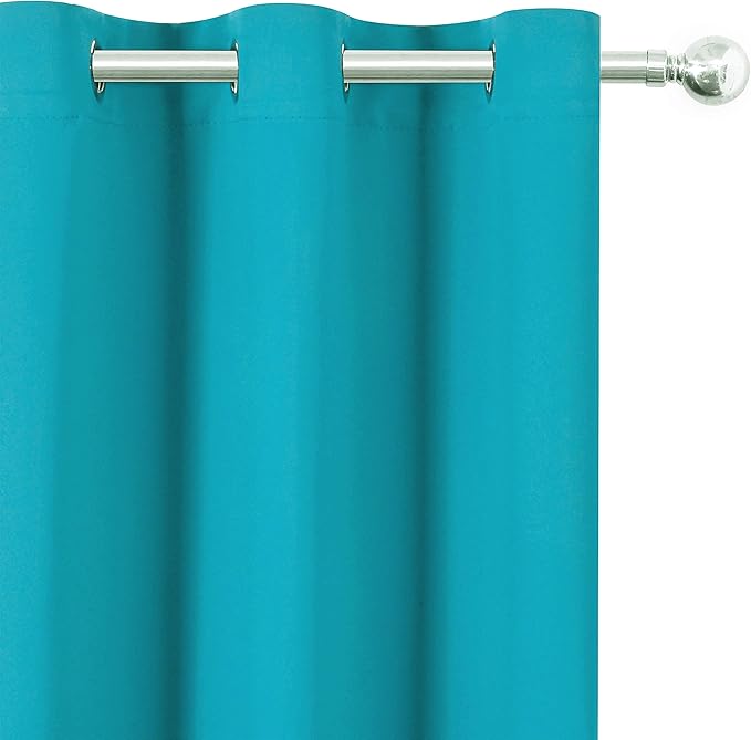 LEMOMO Turquoise/Teal Blackout Curtains/38 x 54 Inch/Set of Two Panels Grommet Living Room Curtains