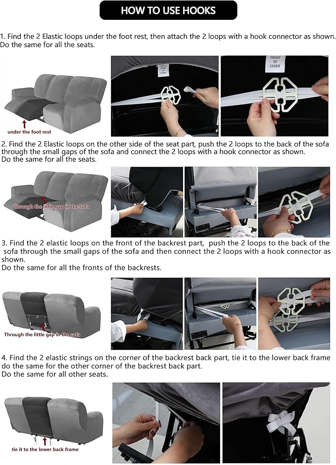 ULTICOR Reclining Love Seat Slipcover, 48" - 65" L, 6-Piece Velvet Stretch Loveseat Reclining Sofa Covers, 2 seat Love seat Recliner Cover, Thick, Soft, Washable (Chocolate)