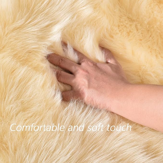 Latepis 3x4 Rugs Yellow Fur Rug Washable Faux Sheepskin Rug Shag Fluffy Rugs for Bedroom Cute Room Décor, Rectangle