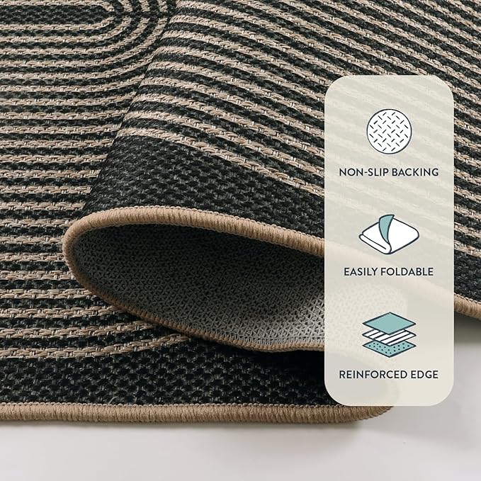 Lahome Enfys Modern Rainbow Hallway Runner Rug, 2x6 Washable Easy Jute Rugs for Entryway Kitchen Farmhouse Indoor Outdoor Carpet, Non Slip Runner for Porch Bedroom Laundry Front Door