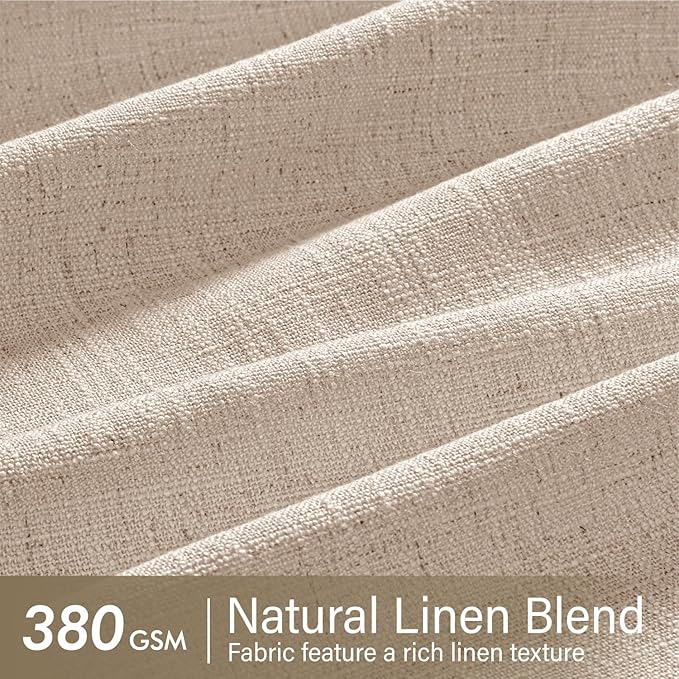 MIULEE Pinch Pleated Thick Linen Curtains 102 Inches Long 2 Panels for Living Room Bedroom, Linen Textured Drapes Pleat Back Tab Memory Trained Light Filtering Sand Beige Window Curtains with Hooks