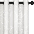 Deconovo White Curtains, Room Darkening Curtain, Thermal Insulated & Noise Reducing Drapes, Silver Branch Pattern, 52 x 108 Inch Long, Grommet Panels for Bedroom Living Room Office Nursery, Set of 2