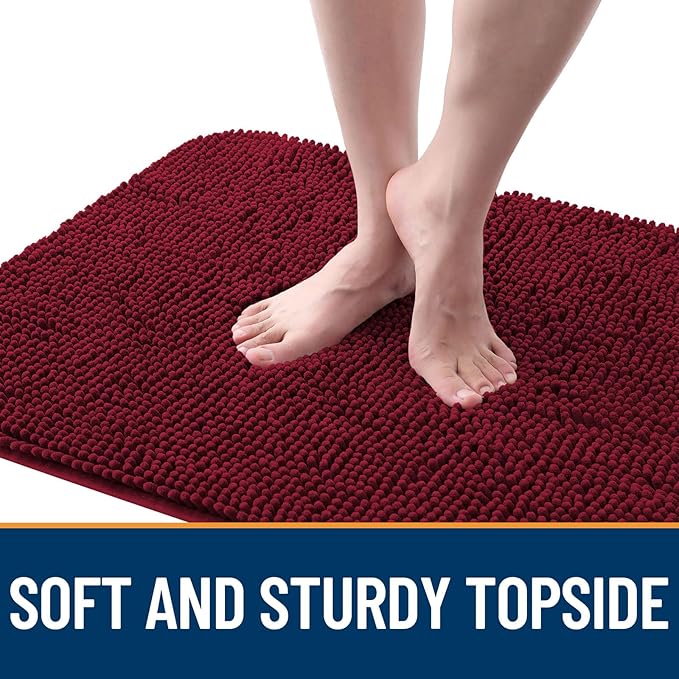 OLANLY Dog Door Mat for Muddy Paws 44x32, Absorbs Moisture and Dirt, Absorbent Non-Slip Washable Doormat, Quick Dry Chenille Mud Mat for Dogs, Entry Indoor Entryway Carpet for Inside Floor, Burgundy